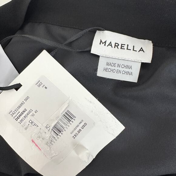 Marella Demien Mini Skirt Black Fringe High Waist Party Straight Pencil US 6 NWT - Picture 9 of 16